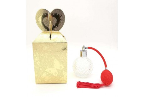 Perfumador de pera rellenable 100 ml ROJO  Vintage +Estuche de lujo oro o plata (PERFUME A  ELEGIR)
